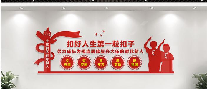 扣好人生第一?？圩有@文化墻創(chuàng)意設(shè)計圖片